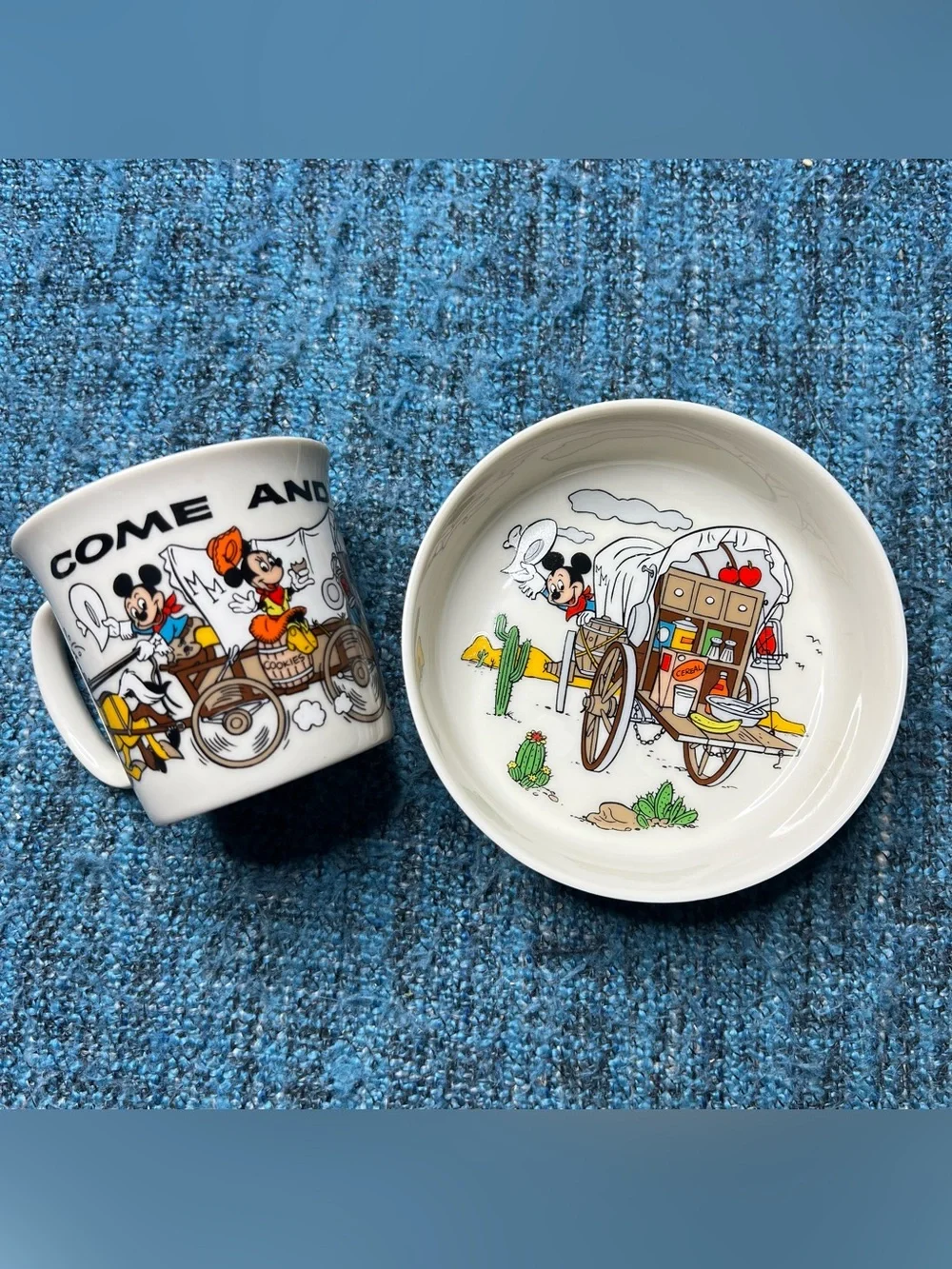 Gorham Mickey Mouse Walt Disney Tea Cup and Small Plate Fine China Set Western